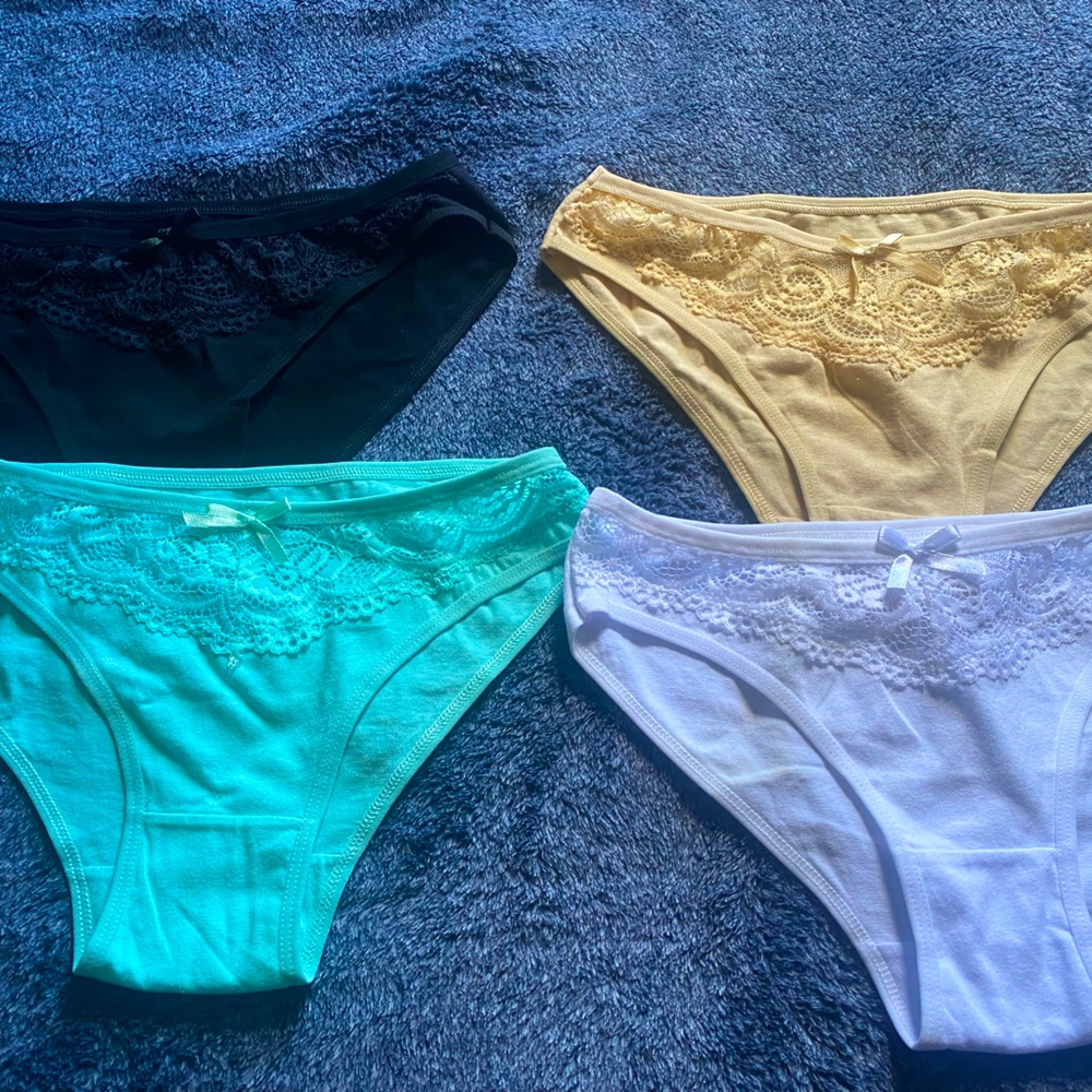 Women’s Size Small Lace Trim Bottoms - Black, Yellow, Turquoise, White